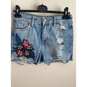 Zara Basic Z 1975 Floral Patchwork Denim Shorts 2